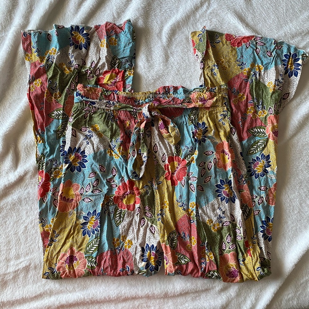 See You Monday Wide Leg Mulicolor Floral Pants